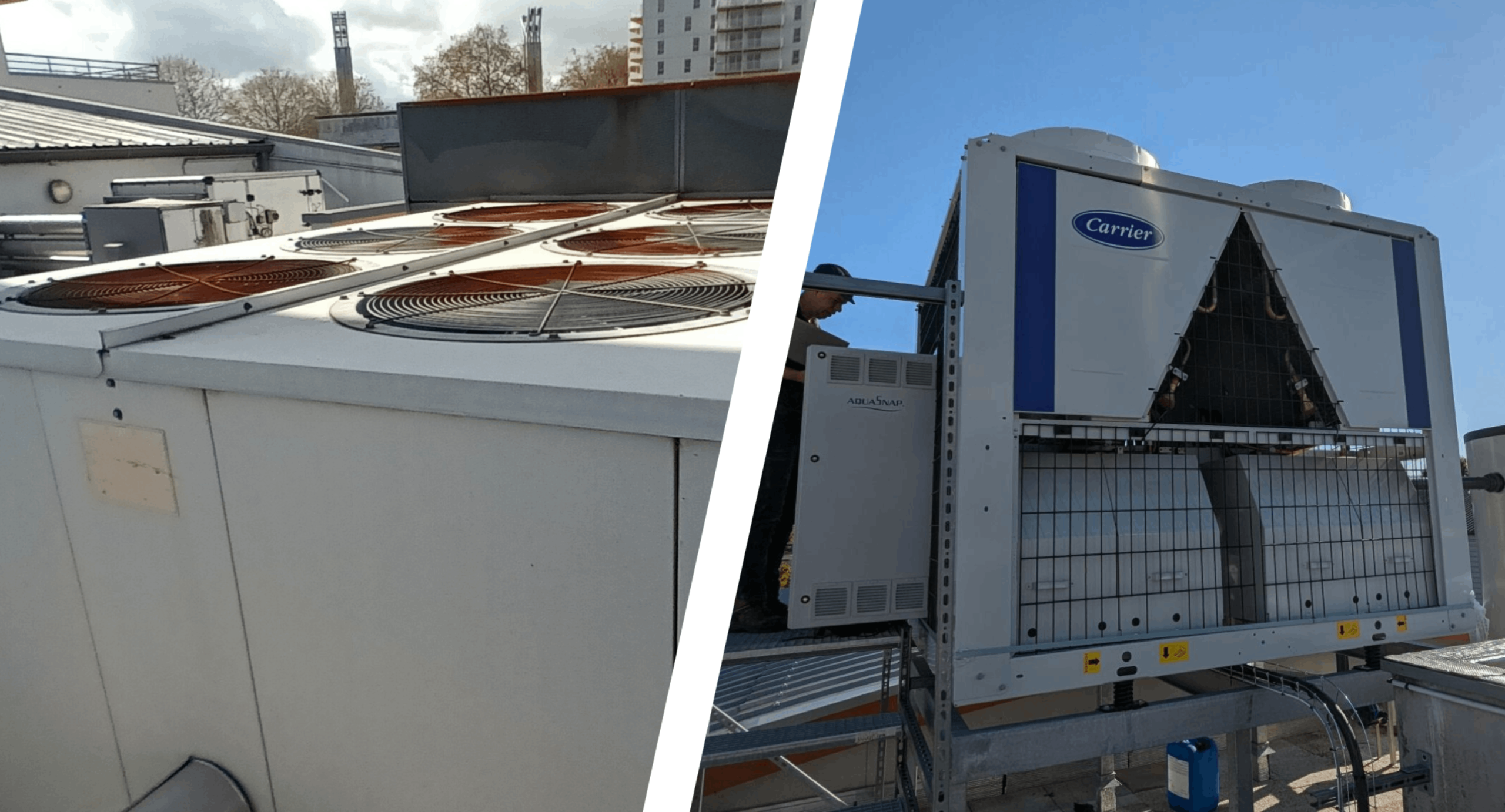 Remplacement pompe a chaleur images avant après groupe froid par pompe à chaleur